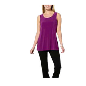 Nina Leonard Women's Scoop Neck Tank Top Grape - Regular